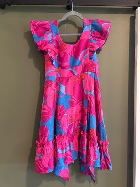 Tuckernuck Pink & Blue Floral Ruffle Dress